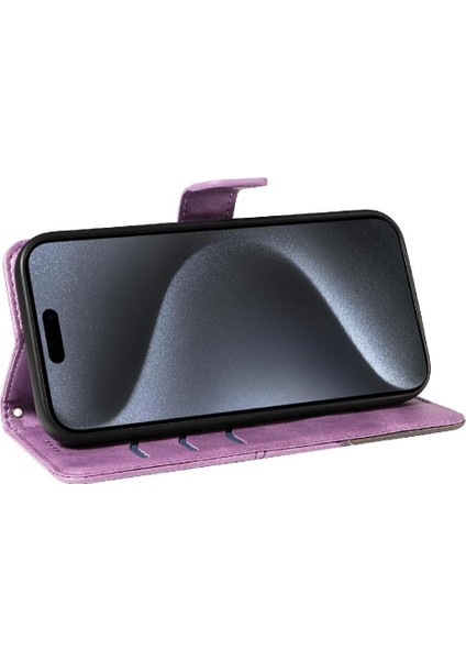 Elmas Dikiş Deri ile IPhone 15 Pro ve Kart Yuvası Için Flip Case (Yurt Dışından)