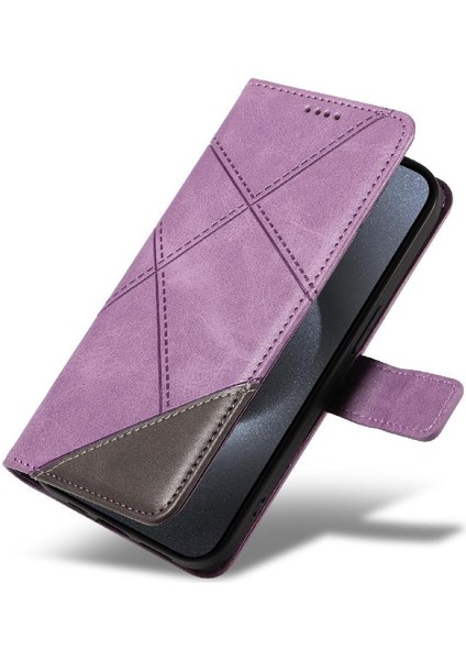 Elmas Dikiş Deri ile IPhone 15 Pro ve Kart Yuvası Için Flip Case (Yurt Dışından)