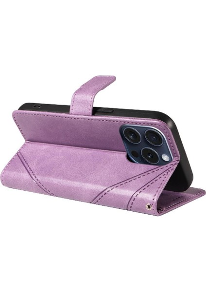 Elmas Dikiş Deri ile IPhone 15 Pro ve Kart Yuvası Için Flip Case (Yurt Dışından)
