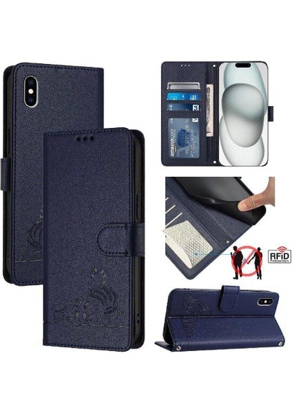 IPhone Xs Max Cüzdan Kapak Çevirin Kart Yuvası Tutucu Kickstand Kedi (Yurt Dışından)