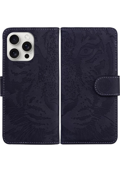 IPhone 16 Için Flip Case Pro Kickstand Koruyucu Deri Cüzdan Kabartmalı (Yurt Dışından)