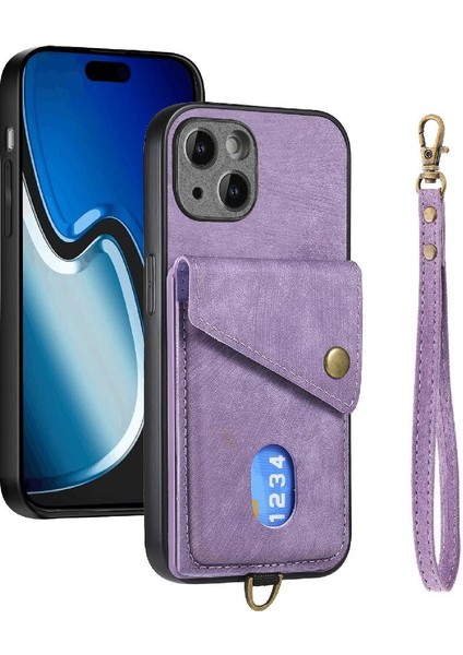 IPhone 15 Için Kılıf Artı Manyetik Kapatma Çok Fonksiyonlu Kart Yuvası Prim (Yurt Dışından)