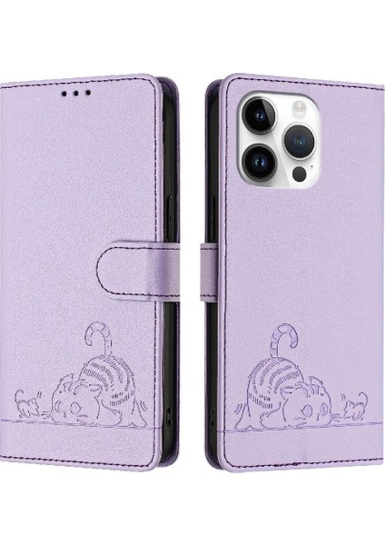 IPhone 12 Için Kılıf Pro Max Kart Yuvası Tutucu Kickstand Kedi Rfıd Cüzdan Flip (Yurt Dışından)