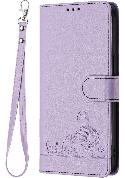 IPhone 12 Için Kılıf Pro Max Kart Yuvası Tutucu Kickstand Kedi Rfıd Cüzdan Flip (Yurt Dışından)