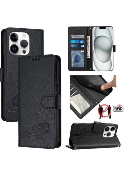 IPhone 15 Için Kılıf Pro Max Kart Yuvası Tutucu Kickstand Cüzdan Kapak Çevirin (Yurt Dışından)