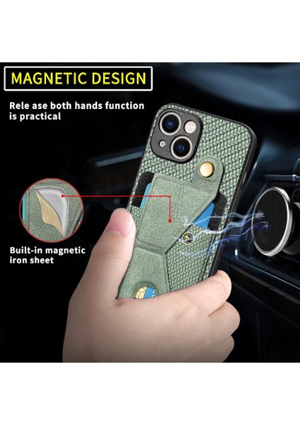 IPhone 15 Için Kılıf Braketi Manyetik Tasarım Standı Fonksiyonu Kart Sahibi (Yurt Dışından)