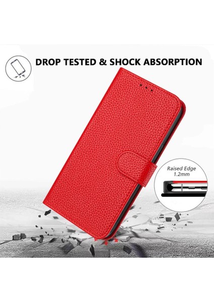 IPhone 16 Için Telefon Kılıfı Pro Max Cüzdan Pu Deri Kart Yuvaları Tutucu Litchi (Yurt Dışından)