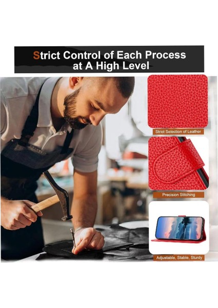 IPhone 16 Için Telefon Kılıfı Pro Max Cüzdan Pu Deri Kart Yuvaları Tutucu Litchi (Yurt Dışından)