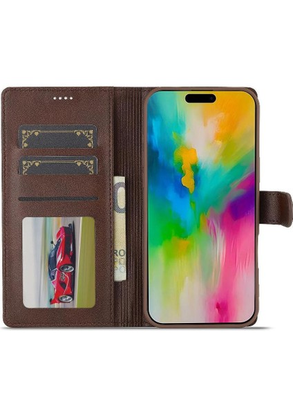 Tutucu Kart Yuvaları Cüzdan Buzağı Doku ile IPhone 16 Pro Max Için Kılıf (Yurt Dışından)