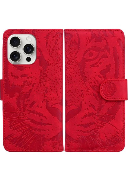 IPhone 16 Için Flip Case Pro Kickstand Koruyucu Deri Cüzdan Kabartmalı (Yurt Dışından)