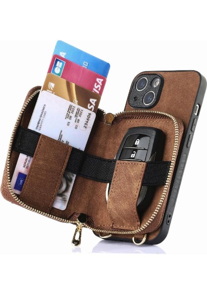 IPhone 15 Için Kılıf Artı Premium Deri Ayarlanabilir Kordon 7 Kart Yuvaları (Yurt Dışından)