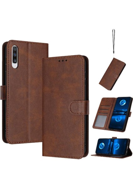 Toka ile Samsung Galaxy A70 Için Flip Case Pu Deri Saf Renk ile (Yurt Dışından)