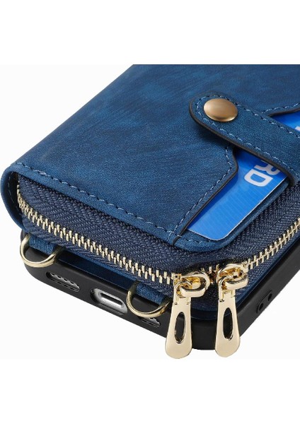 IPhone 11 Için Kılıf Pro 7 Kart Yuvaları Premium Deri Fermuar Kapatma Standı (Yurt Dışından)