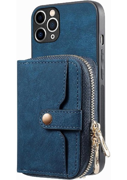 IPhone 11 Için Kılıf Pro 7 Kart Yuvaları Premium Deri Fermuar Kapatma Standı (Yurt Dışından)