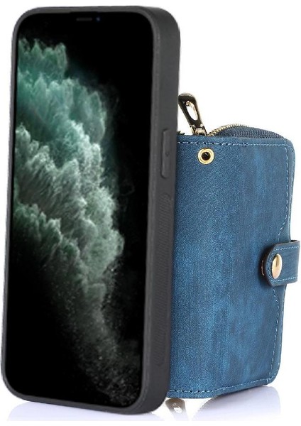 IPhone 11 Için Kılıf Pro 7 Kart Yuvaları Premium Deri Fermuar Kapatma Standı (Yurt Dışından)