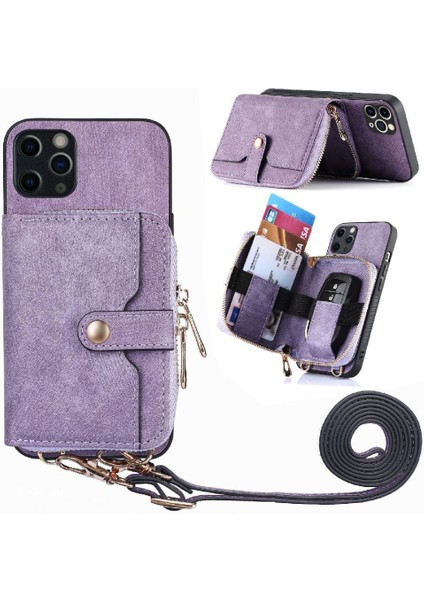 IPhone 11 Için Kılıf Pro 7 Kart Yuvaları Premium Deri Fermuar Kapatma Standı (Yurt Dışından)