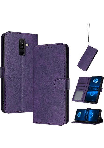 Kart ile Toka ile Samsung Galaxy A6 Artı Pu Deri Için Flip Case (Yurt Dışından)