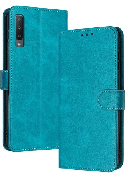 Samsung Galaxy A7 2018 Pu Deri Saf Renk Kickstand Için Flip Case (Yurt Dışından)