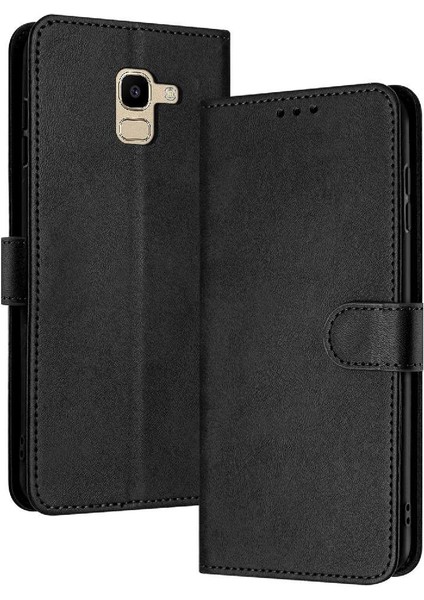 Samsung Galaxy A6 2018 Saf Renk Pu Deri Kickstand Için Flip Case (Yurt Dışından)