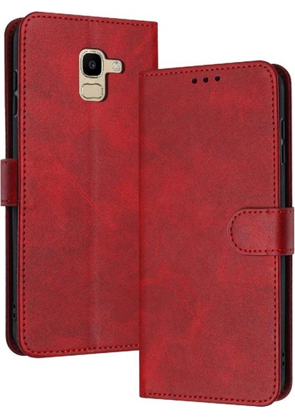Samsung Galaxy A6 2018 Saf Renk Pu Deri Kickstand Için Flip Case (Yurt Dışından)