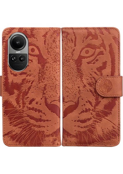 Oppo Oppo 10 Pro 5g Için Flip Case Kabartmalı Sevimli Kaplan Kickstand Koruyucu (Yurt Dışından)