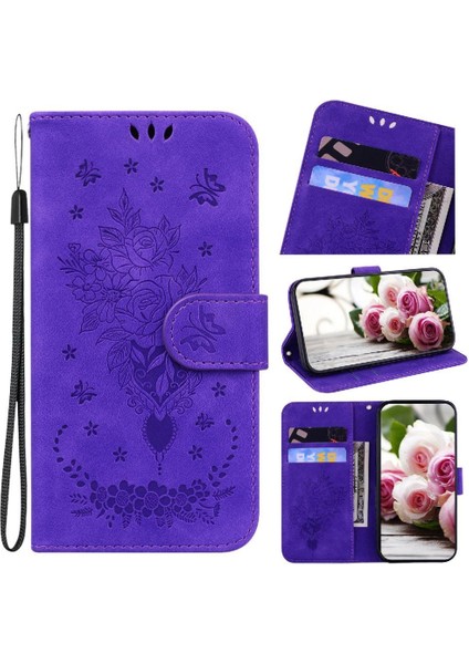 Google Piksel 9 Pro Xl Kabartma Gül Çiçekler Flip Pu Deri Kapak Için Kılıf (Yurt Dışından)