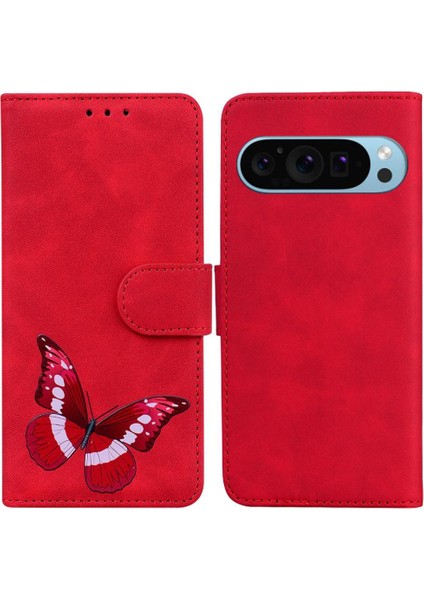 Google Piksel 9 Pro Xl Kelebek Renk Baskılı Flip Folio Kapak Için Kılıf (Yurt Dışından)