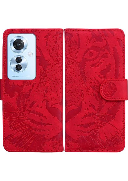 Oppo Oppo 11F 5g Için Flip Case Deri Cüzdan Kabartmalı Sevimli Kaplan (Yurt Dışından)