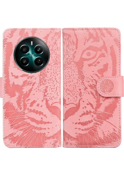Realme 12 Artı Deri Cüzdan Kickstand Koruyucu Kabartmalı Için Flip Case (Yurt Dışından)