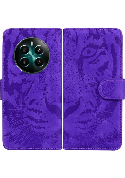 Realme 12 Artı Deri Cüzdan Kickstand Koruyucu Kabartmalı Için Flip Case (Yurt Dışından)