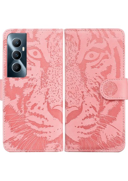 Realme C65 4g Kickstand Koruyucu Kabartmalı Sevimli Kaplan Için Flip Case (Yurt Dışından)