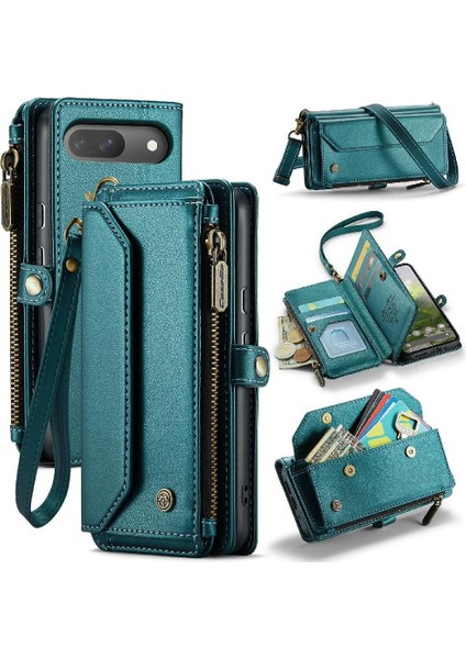 Kadınlar Için Crossbody Durumda Google Piksel 9 Cüzdan Durumda Fermuar Faturaları Yuvası (Yurt Dışından)
