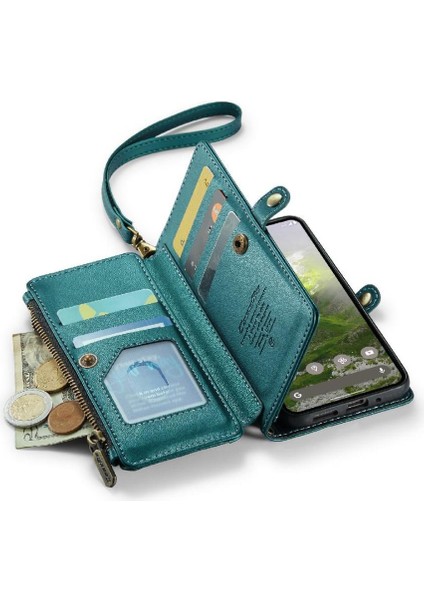 Kadınlar Için Crossbody Durumda Google Piksel 9 Cüzdan Durumda Fermuar Faturaları Yuvası (Yurt Dışından)