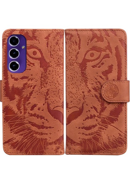Samsung Galaxy S24 Fe Kabartmalı Sevimli Kaplan Deri Cüzdan Için Flip Case (Yurt Dışından)