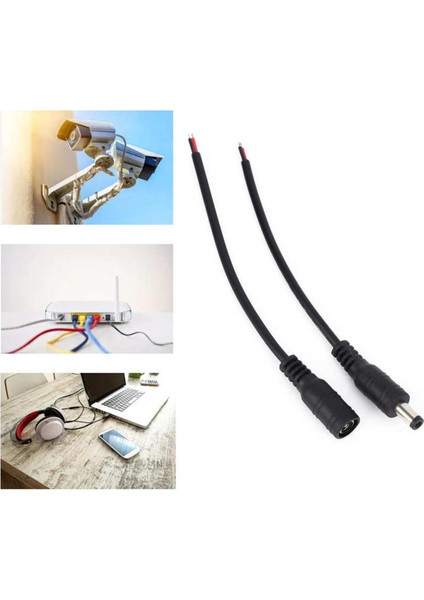 Erkek Dc Priz ve Dişi 5 Çift 5.5x2.1mm Konnektör Kablosu Elektronik Aksesuarlar (Yurt Dışından)