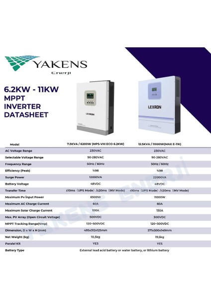 11000 Watt 11KW 48V 180A Mppt Şarjlı Tamsinüs Akıllı Inverter Yüksek Voltajlı Paralel Kitli