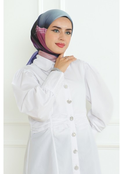 Telin Desenli Soft Eşarp 1169 - Mor