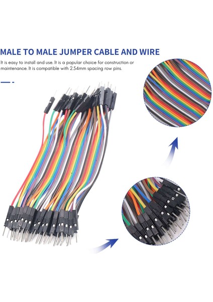 40 x 10 cm Devre Tahtası Jumper'ları Fişli Erkek - Erkek Jumper Telleri Kablolar (Yurt Dışından) indirimleri