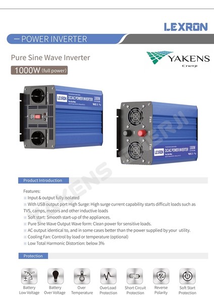 1000 Watt 12V Tamsinüs Inverter Lexron fırsatları