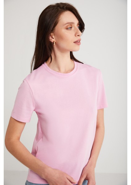 Martina Kadın %100 Pamuk Regular Pembe T-Shirt