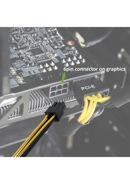 Madencilik Yükseltici Kart Için Ult-Best Sata Kablosu Sata 15PIN 6 Pin Pcı-Express Grafik Güç Konektörü Besleme Kablosu Adaptörü 20 cm (Yurt Dışından)