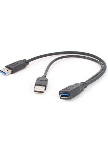 USB 3.0 Kablo Çift Güç Şarj Kabloları Y Adaptör Erkek - Dişi Kablo Kablosu 30CM (Yurt Dışından)