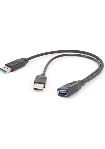 USB 3.0 Kablo Çift Güç Şarj Kabloları Y Adaptör Erkek - Dişi Kablo Kablosu 30CM (Yurt Dışından)