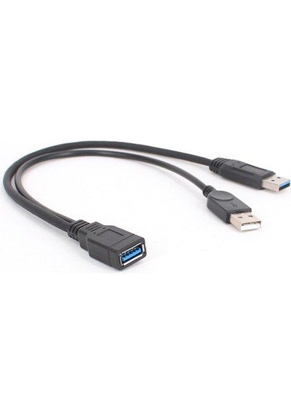 USB 3.0 Kablo Çift Güç Şarj Kabloları Y Adaptör Erkek - Dişi Kablo Kablosu 30CM (Yurt Dışından)
