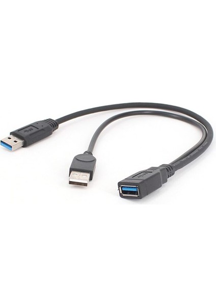 USB 3.0 Kablo Çift Güç Şarj Kabloları Y Adaptör Erkek - Dişi Kablo Kablosu 30CM (Yurt Dışından)