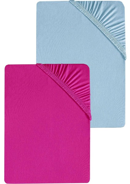 2 Adet Düz Pamuklu Tek Kişilik 80 x 200 x 30 cm Lastikli Penye Çarşaf