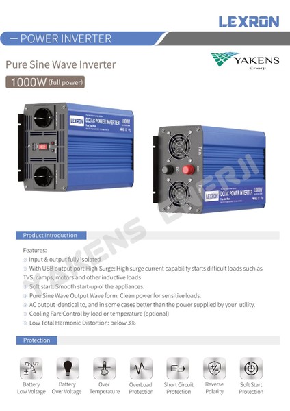 1000 Watt 24V Tamsinüs Inverter Lexron