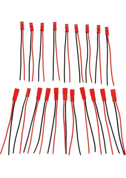 10 Çift 2 Pin Jst Fiş Konnektörü M - F 110MM Kablo Teli Kırmızı Siyah (Yurt Dışından)
