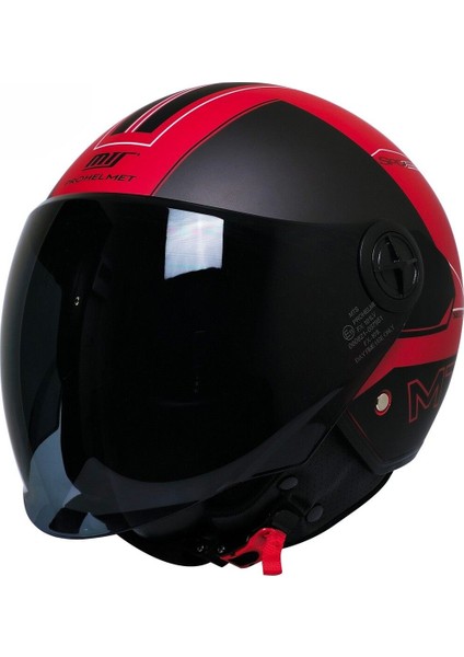 Mts FX101 Red Yarım Yazlık Kask Siyah-Kırmızı