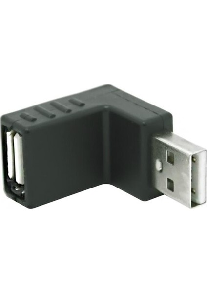 Siyah 90 Derece Yukarı Sağ Açılı L Tipi USB 2.0 A Erkek - Dişi Uzatma Konnektörü Adaptörü (Yurt Dışından)